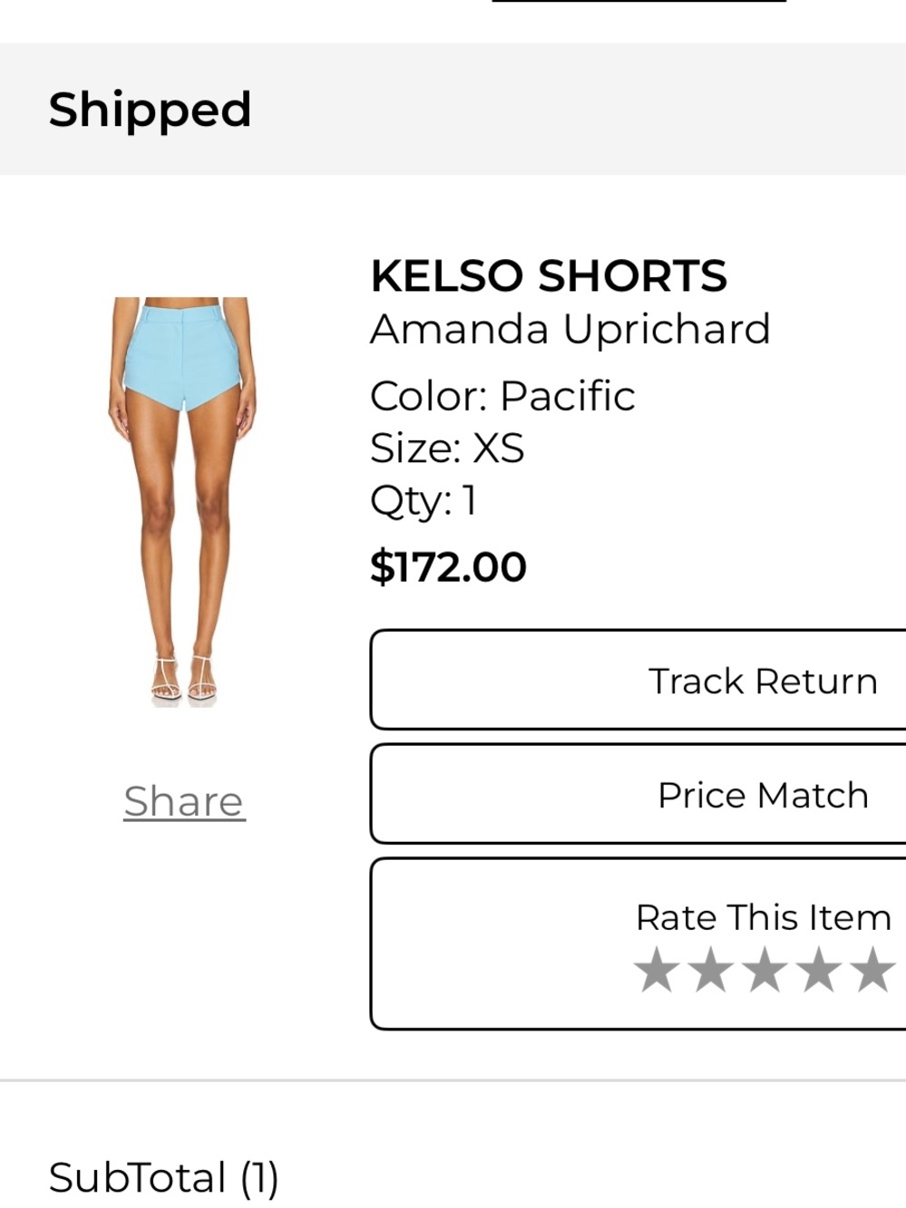 Amanda Uprichard Kelso High-Waist Shorts in Pacific Blue